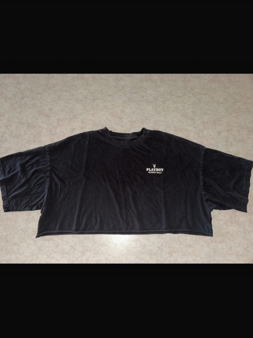 PLAYBOY Black Cropped Tee with Small Logo